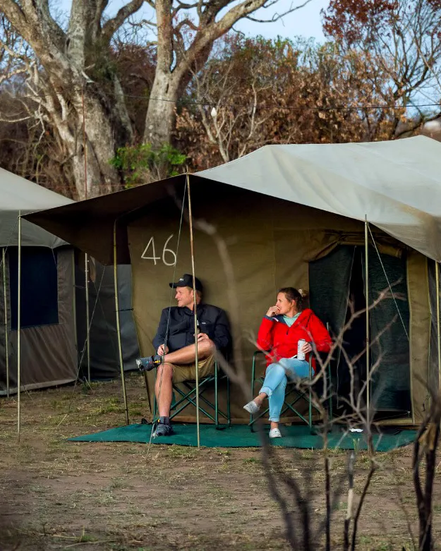 Interior of a Rush Adventures luxury tent